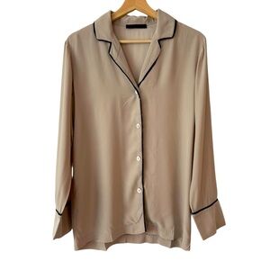 Jenni Kayne Silk Long Sleeve Button-Up Top size S